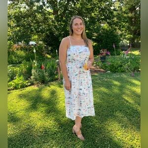 Francesca’s tropical print dress